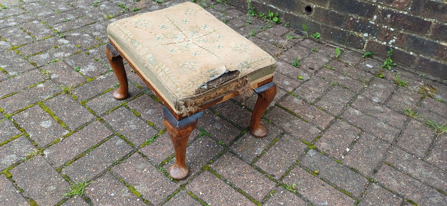 Quality Vintage Victorian Rosewood Upholstered Stool Superb Quality but Needs TLC