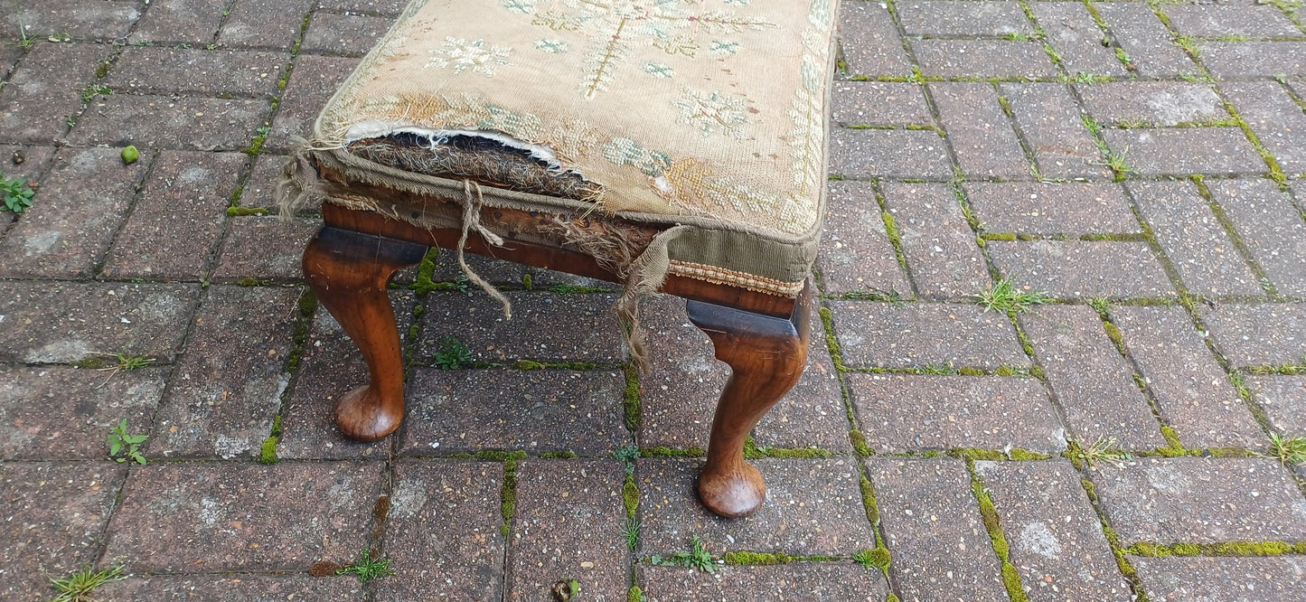Quality Vintage Victorian Rosewood Upholstered Stool Superb Quality but Needs TLC