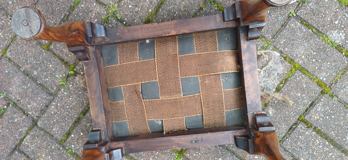 Quality Vintage Victorian Rosewood Upholstered Stool Superb Quality but Needs TLC
