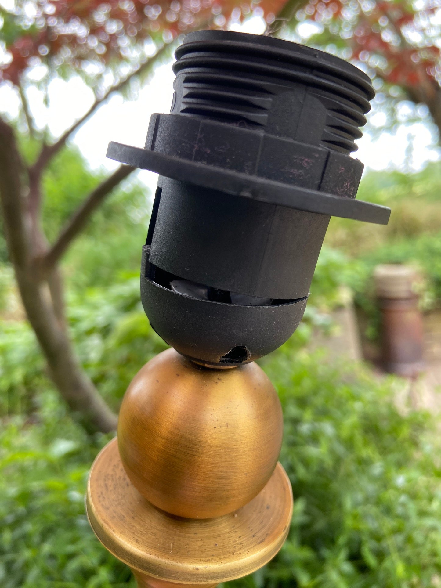 Vintage brass effect dar lighting table lamp - tall candlestick style table lamp
