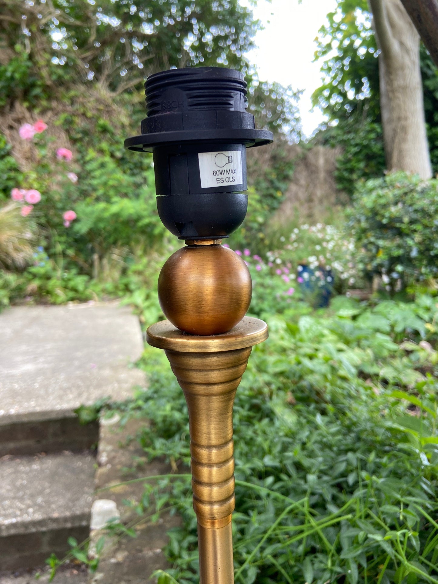 Vintage brass effect dar lighting table lamp - tall candlestick style table lamp