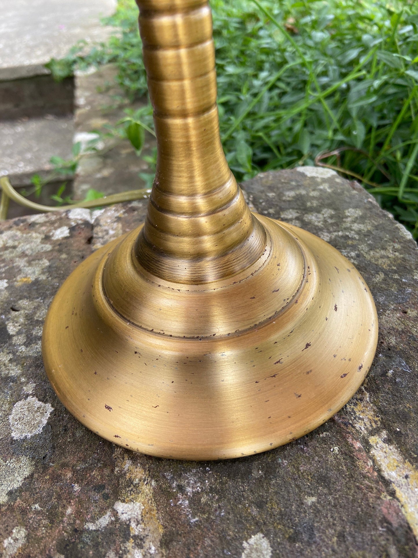 Vintage brass effect dar lighting table lamp - tall candlestick style table lamp