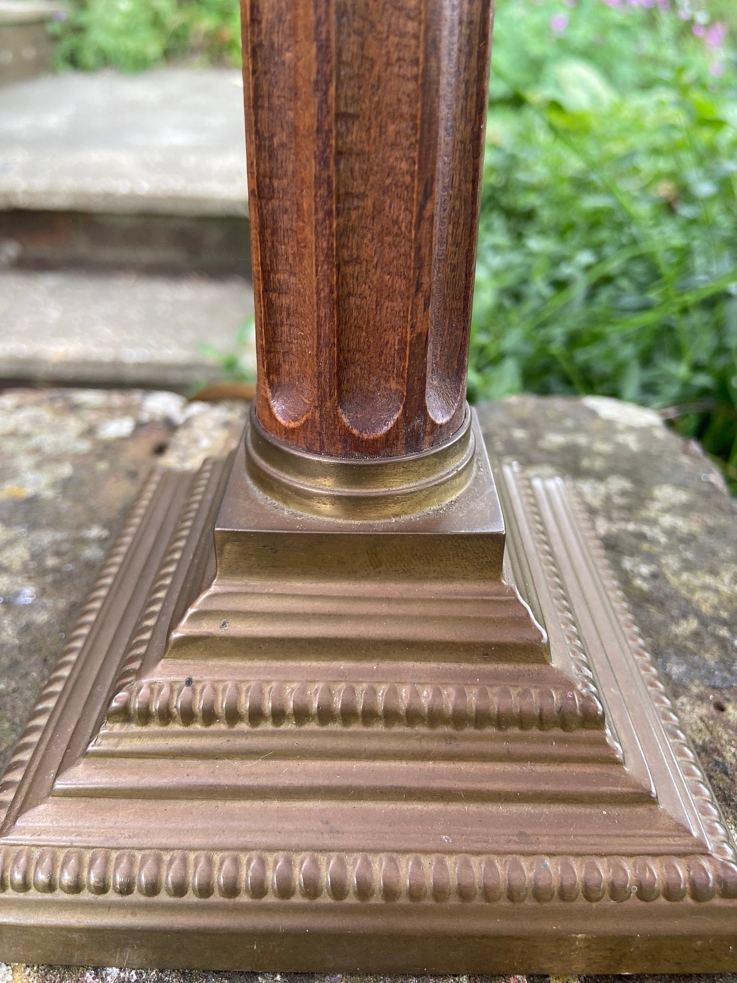 Laura Ashley metal and wood effect vintage table lamp - needs new bayonet fitment