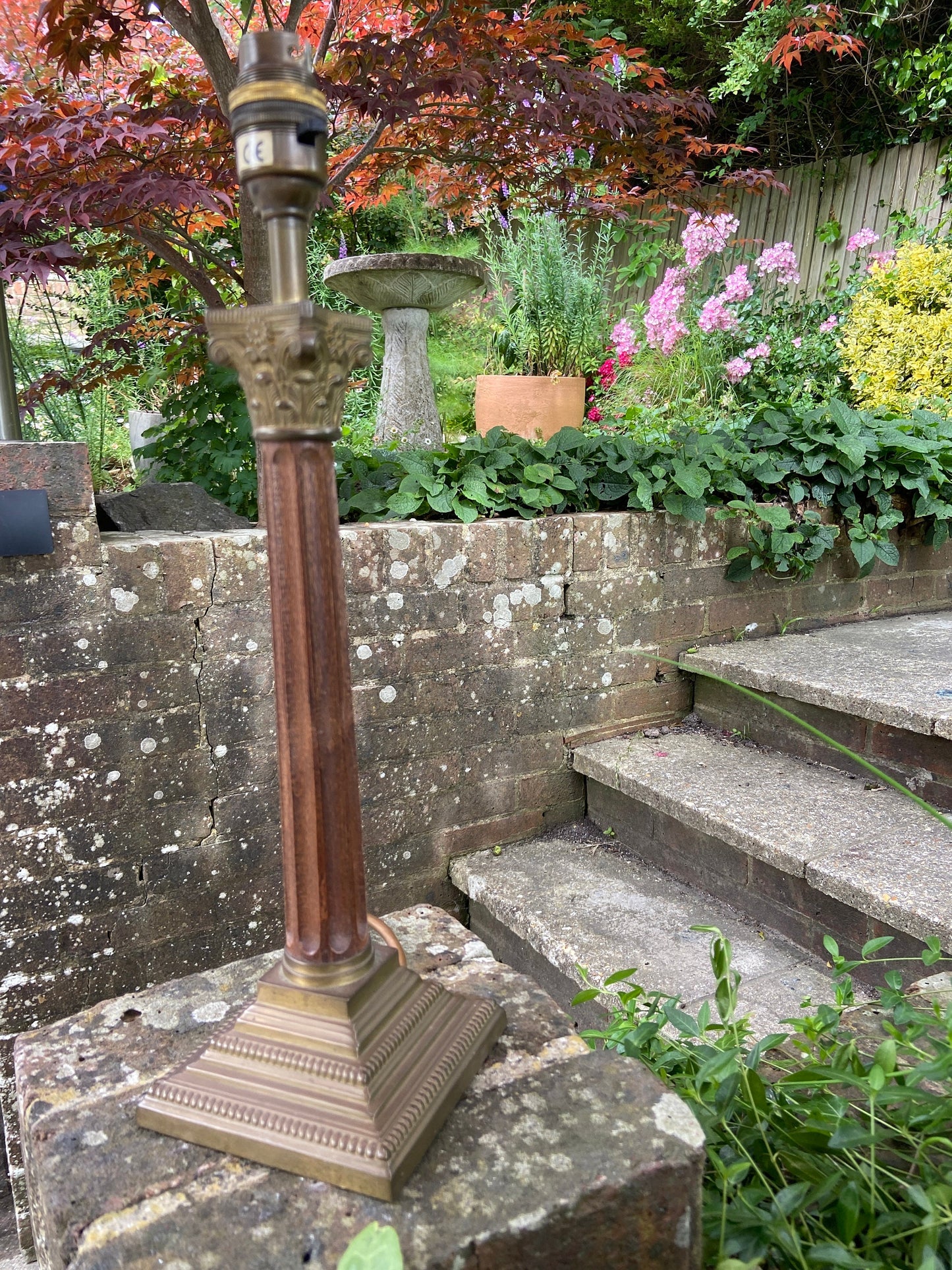 Laura Ashley metal and wood effect vintage table lamp - needs new bayonet fitment