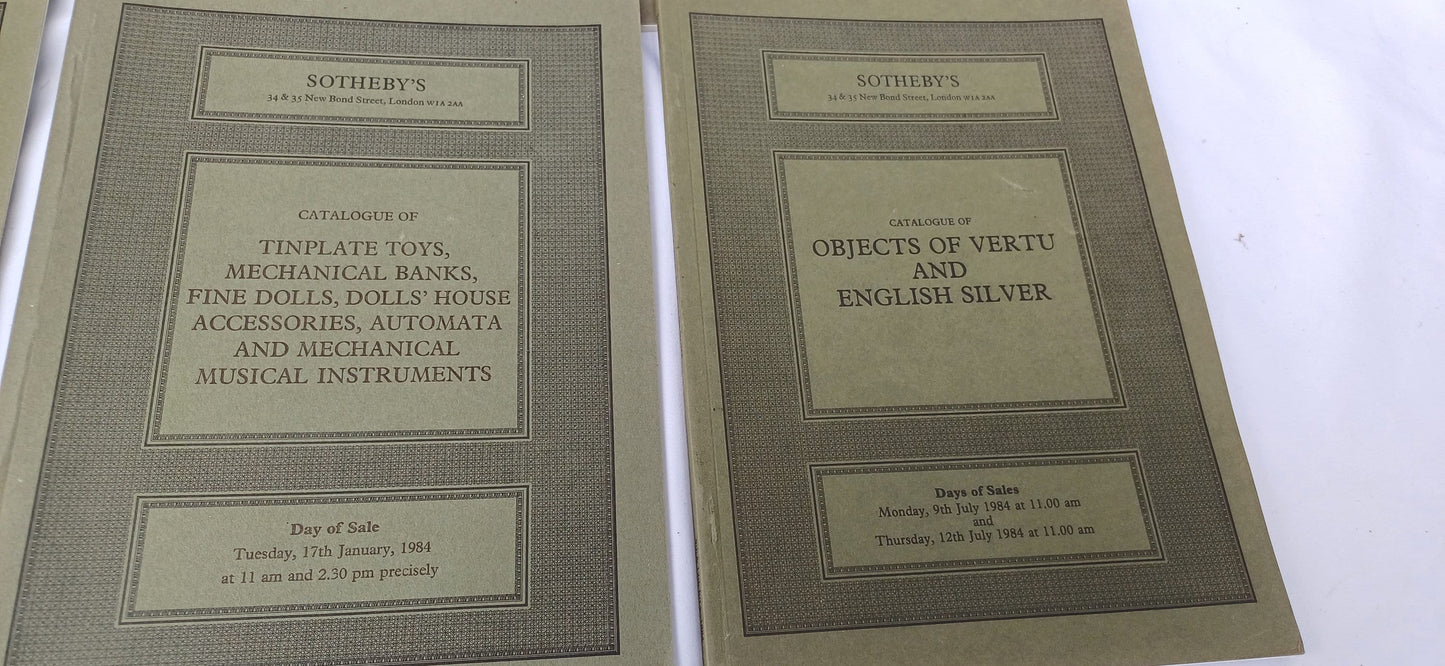 A Set of 12 Vintage 80s Quality Sotheby Lot Catalogues and Collector Magazines Silver Toys Scientific Textiles