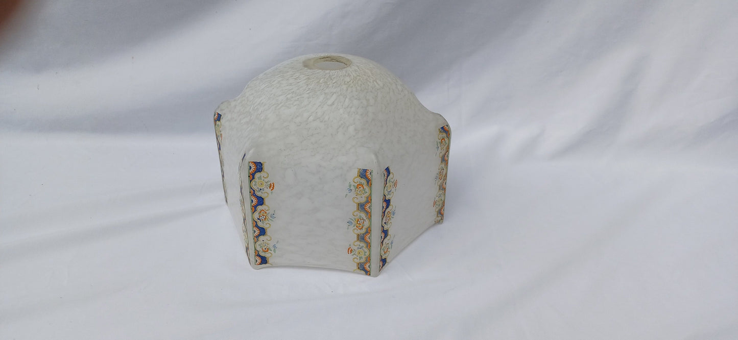 Large Vintage Mottled Early 20th Century Glass Lampshade