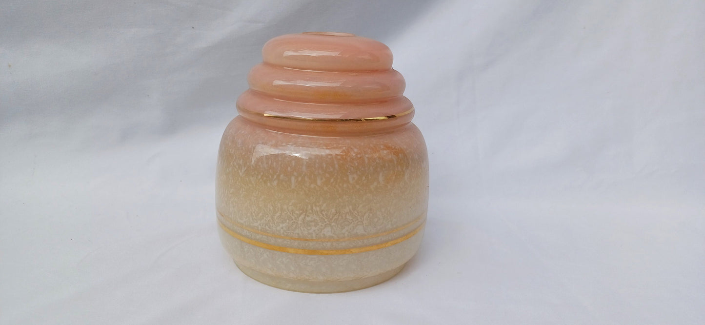 Vintage Retro Pink Gold and Mottled 30s Art Deco Pendant Lampshade.