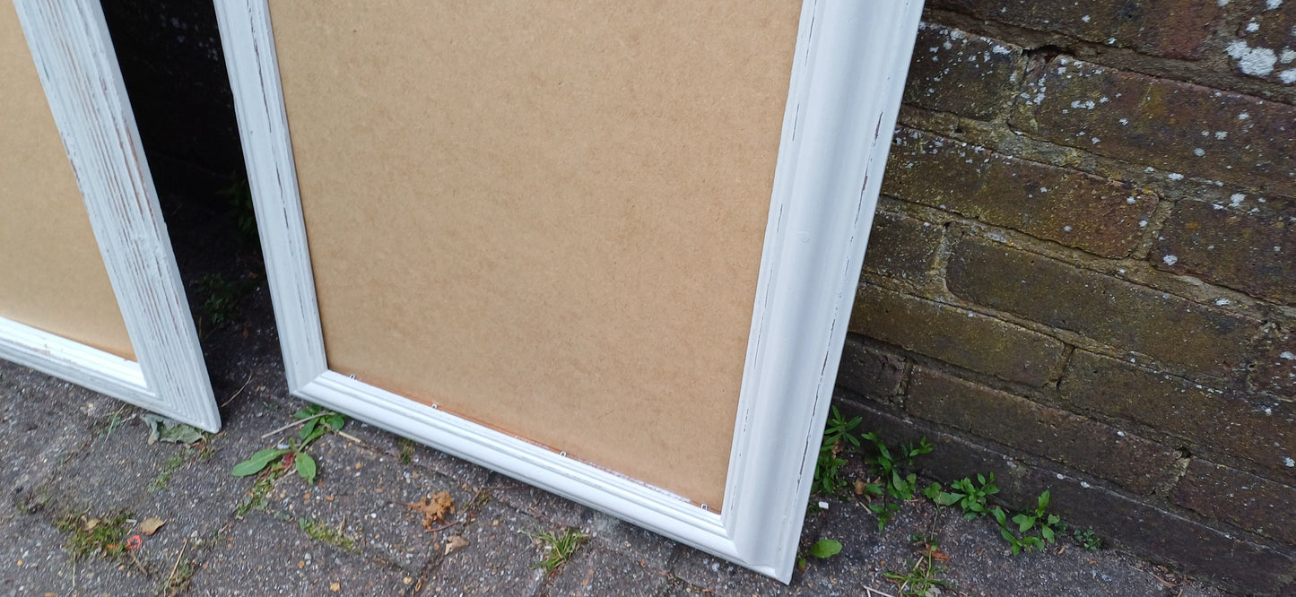 Pair of Huge Upcycled Painted Picture or Mirror Frames in Farrow and Ball Light Grey Ammonite