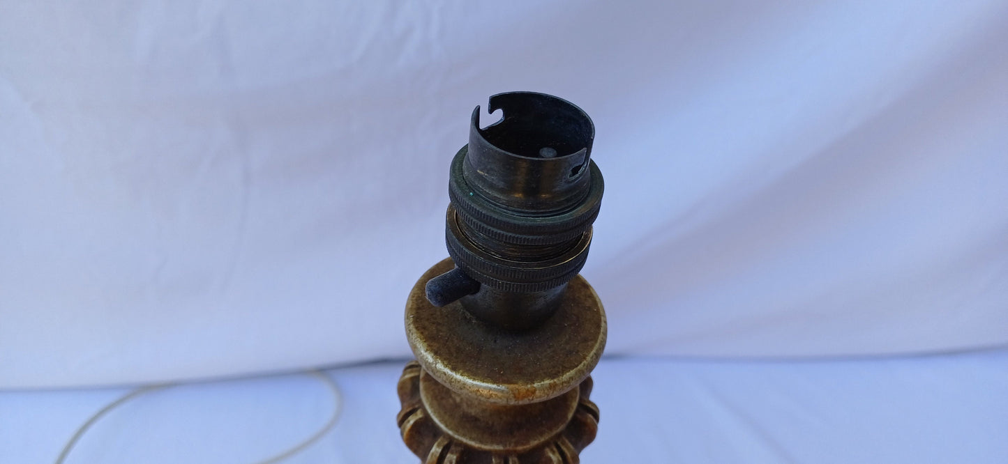 Vintage Gold Silver Carved Wooden Table Lamp