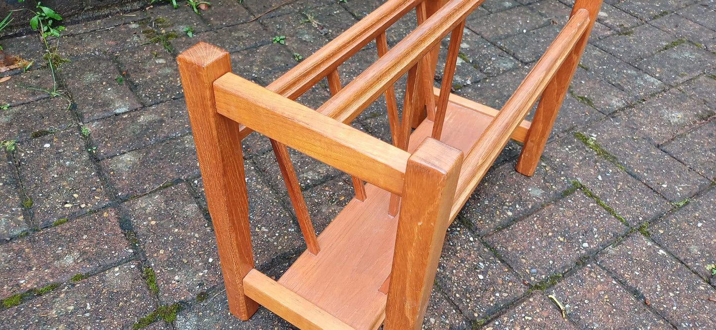 Vintage Retro 80s Teak Magazine Rack.