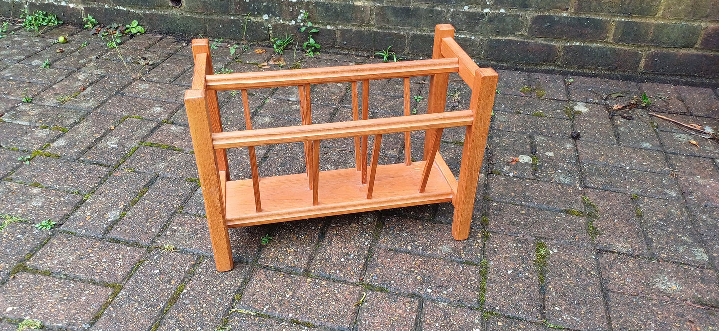 Vintage Retro 80s Teak Magazine Rack.