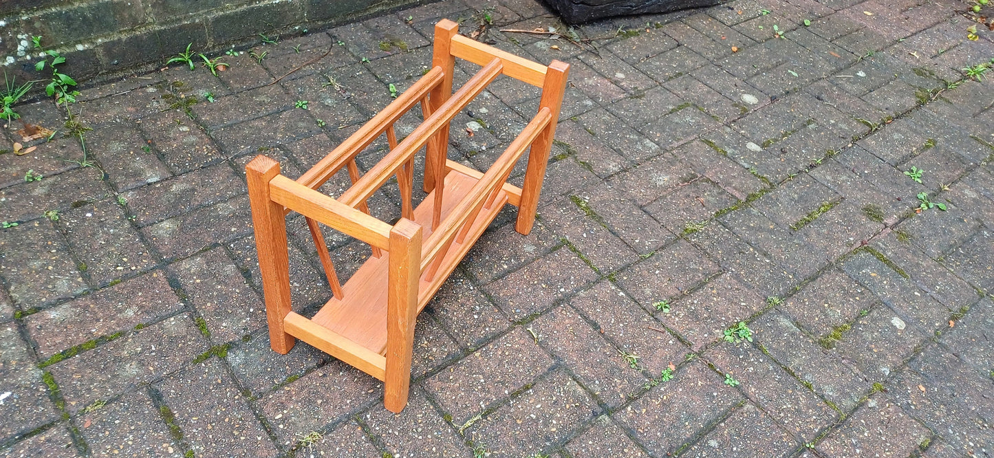 Vintage Retro 80s Teak Magazine Rack.
