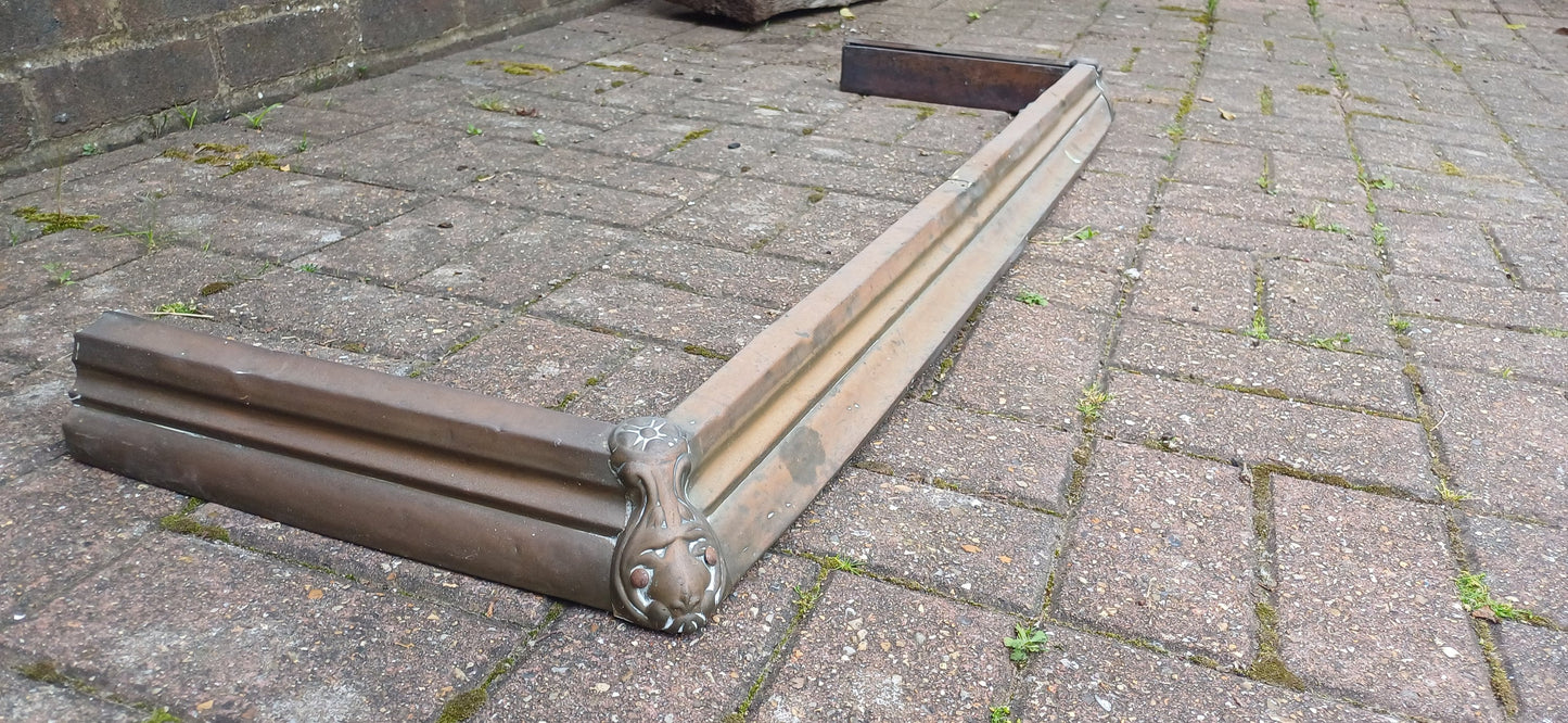 Vintage Age Worn Brass Fender Fire Guard Fireplace.