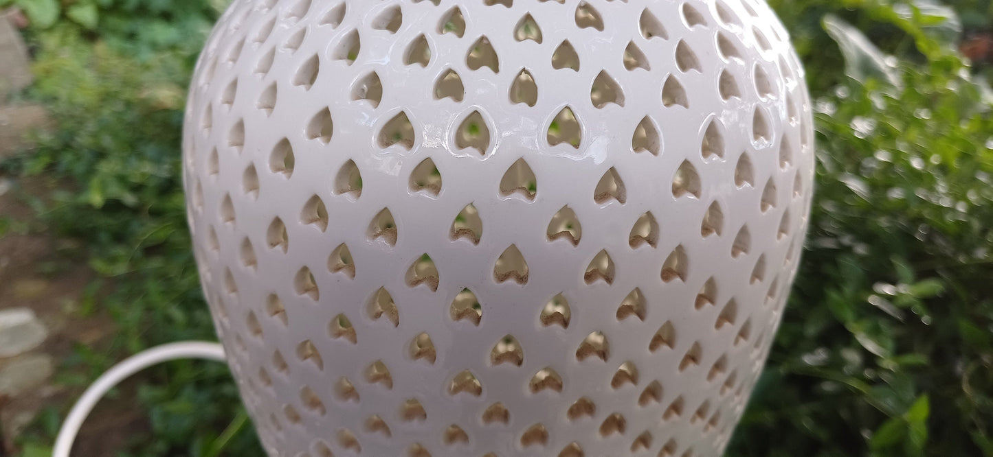 Large Laura Ashley Pretty Pierced Decorative Table Lamp Working.
