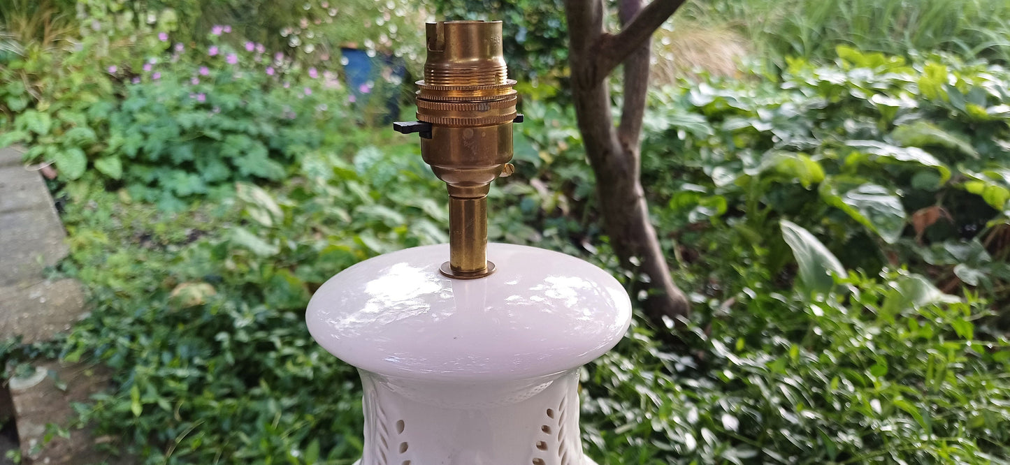 Large Laura Ashley Pretty Pierced Decorative Table Lamp Working.