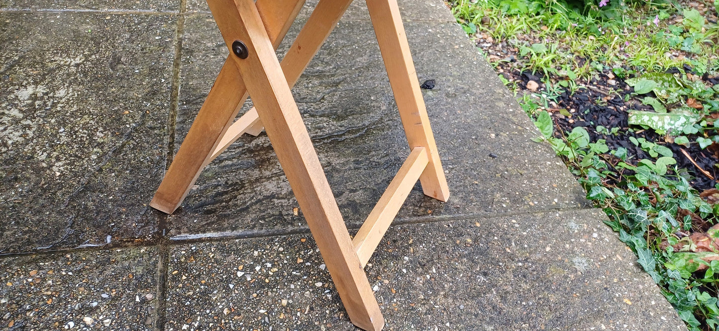 Vintage 80s Folding Upholstered and Cushioned Stool