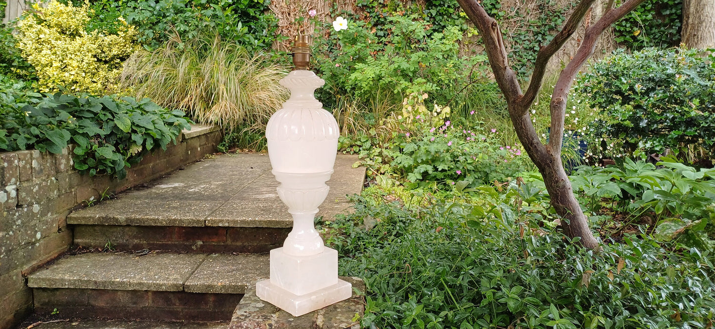 Huge and Imposing Quality Vintage Alabaster Carved Table Lamp