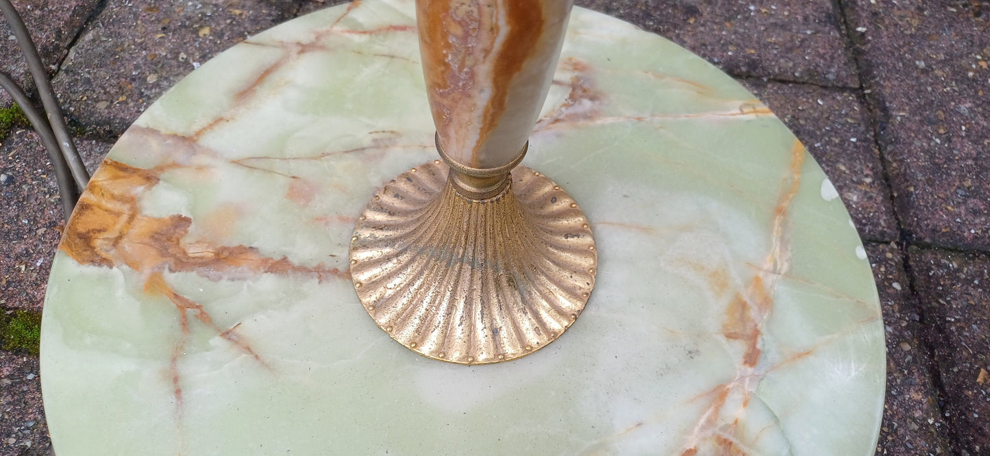 Classic 70s Working Onyx and Gold Standard Lamp.