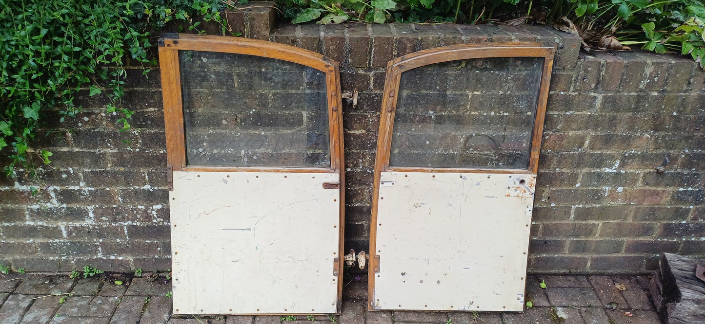 Pair of Classic Iconic Vintage Morris Minor Elm Back Doors Automobilia Statement Decoration.