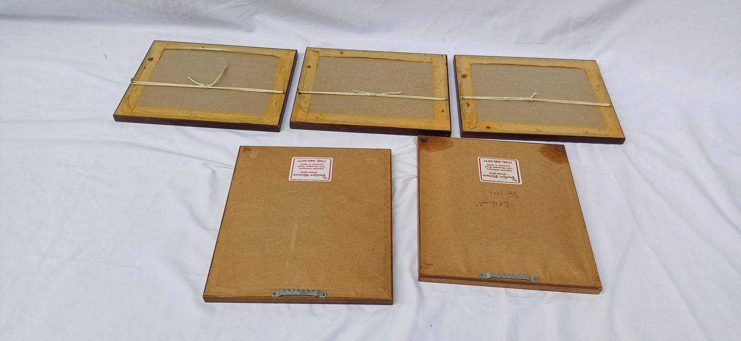 2 Sets Collection of Vintage Pictures Picture Frames Framing Glazed with Boarded Backings Frame Artist Upcycling Project. Northern Landscape