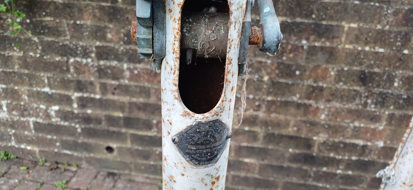 Pair of Vintage Iron Victorian Tennis Net Posts Multun-in- Parvo’ Halifax. Architectural Antique