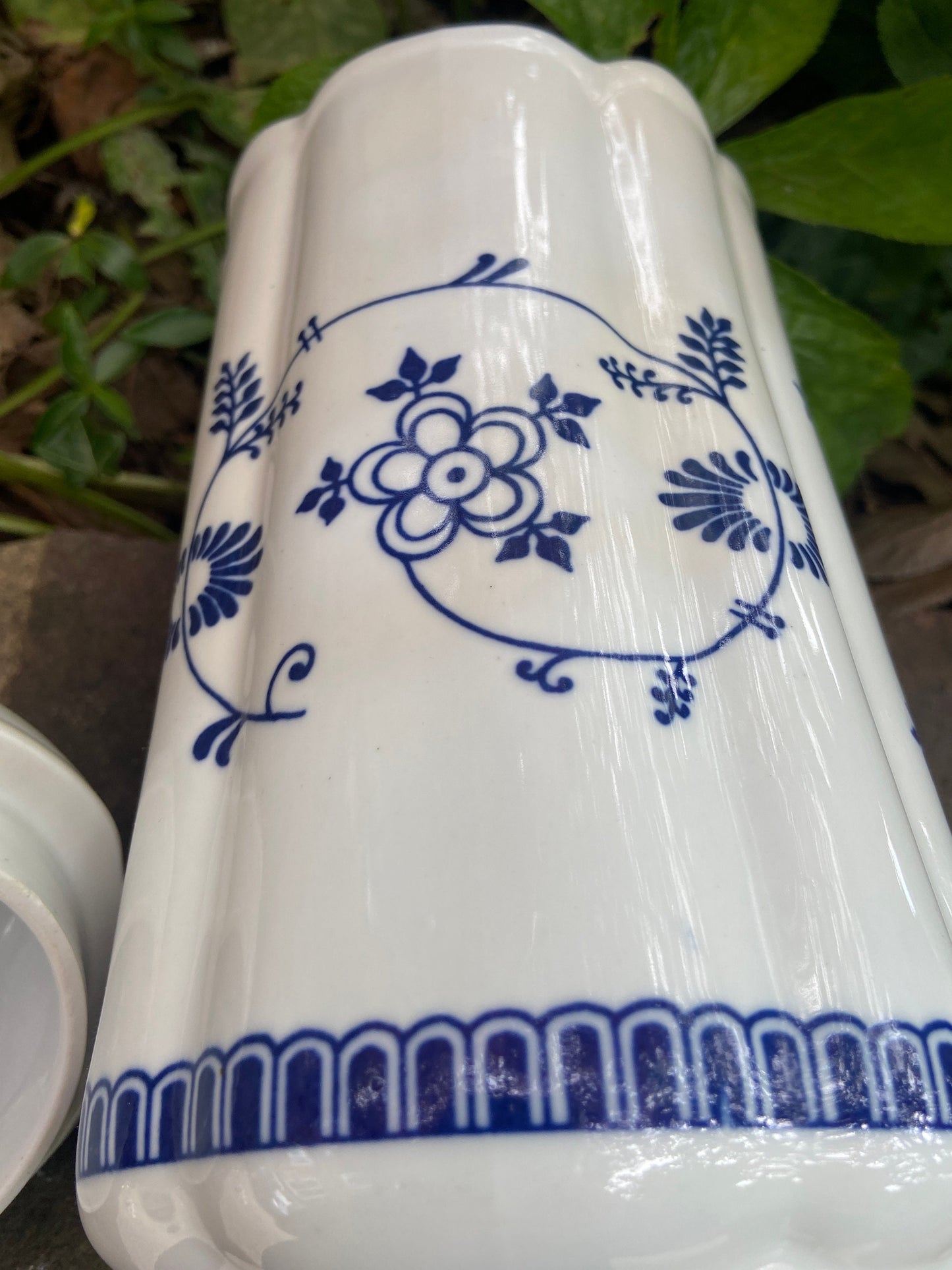 Mid Century TC Blue Onion German Pottery - Storage Jar, tall, Flour, all purpose, Blue and White storage canister 1950s, VGC