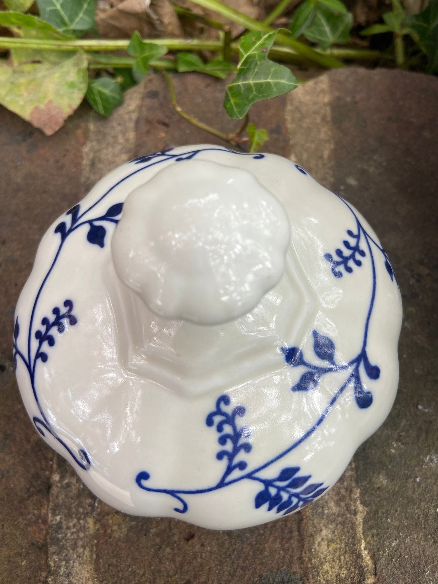 Mid Century TC Blue Onion German Pottery - Storage Jar, tall, Flour, all purpose, Blue and White storage canister 1950s, VGC
