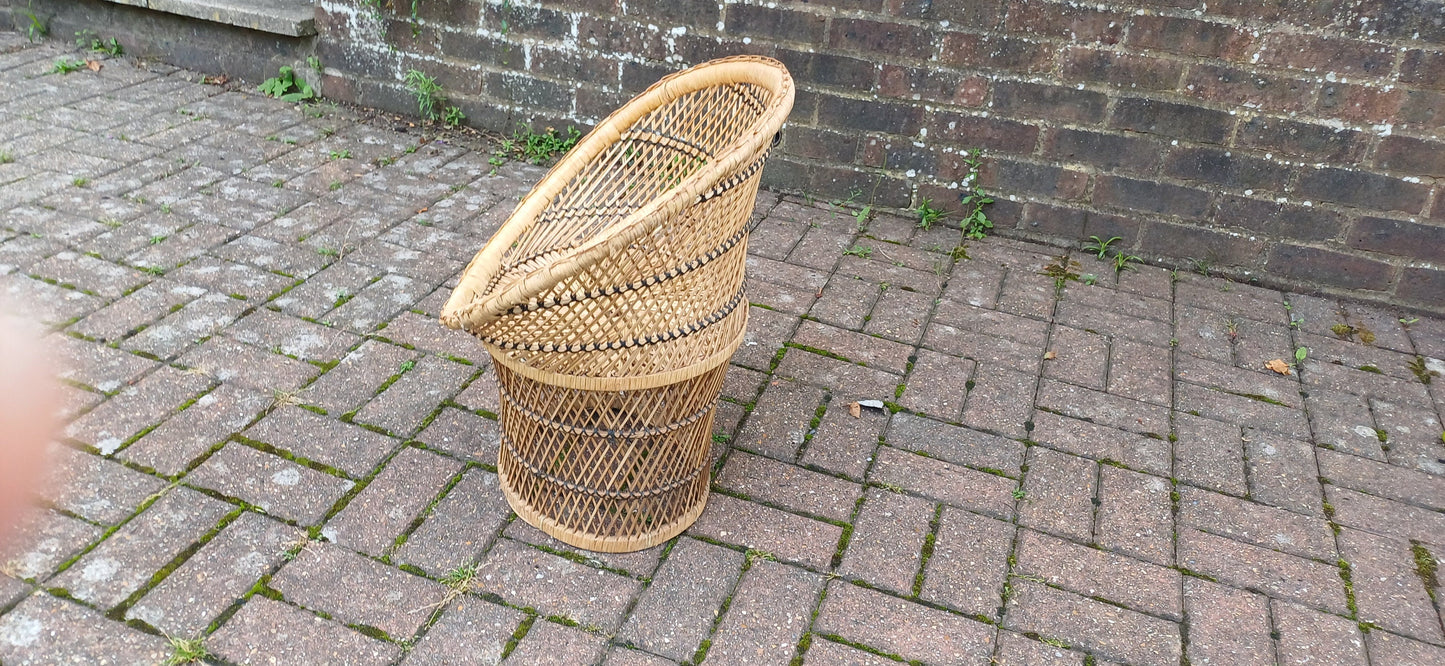 Superb Vintage Indian Childs Tub Chair Wicker Rattan Bamboo Cane.