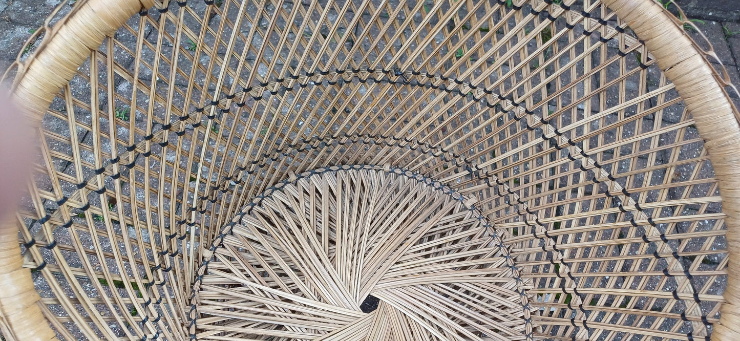 Superb Vintage Indian Childs Tub Chair Wicker Rattan Bamboo Cane.