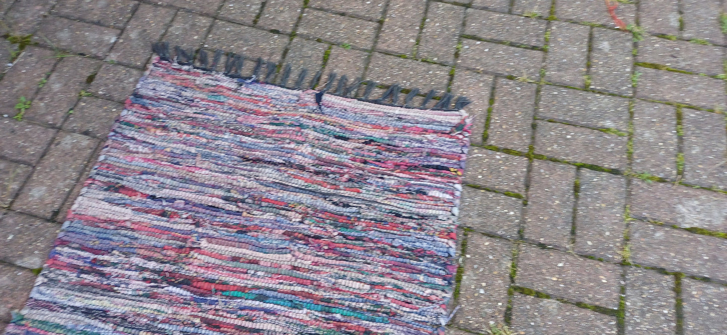Large Vintage Classic 80s Woven Recycled Cotton Rag Rug.