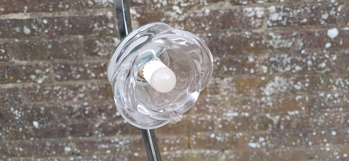 Retro Style Chrome Effect Standard Lamp PAT Tested Floral Shades.