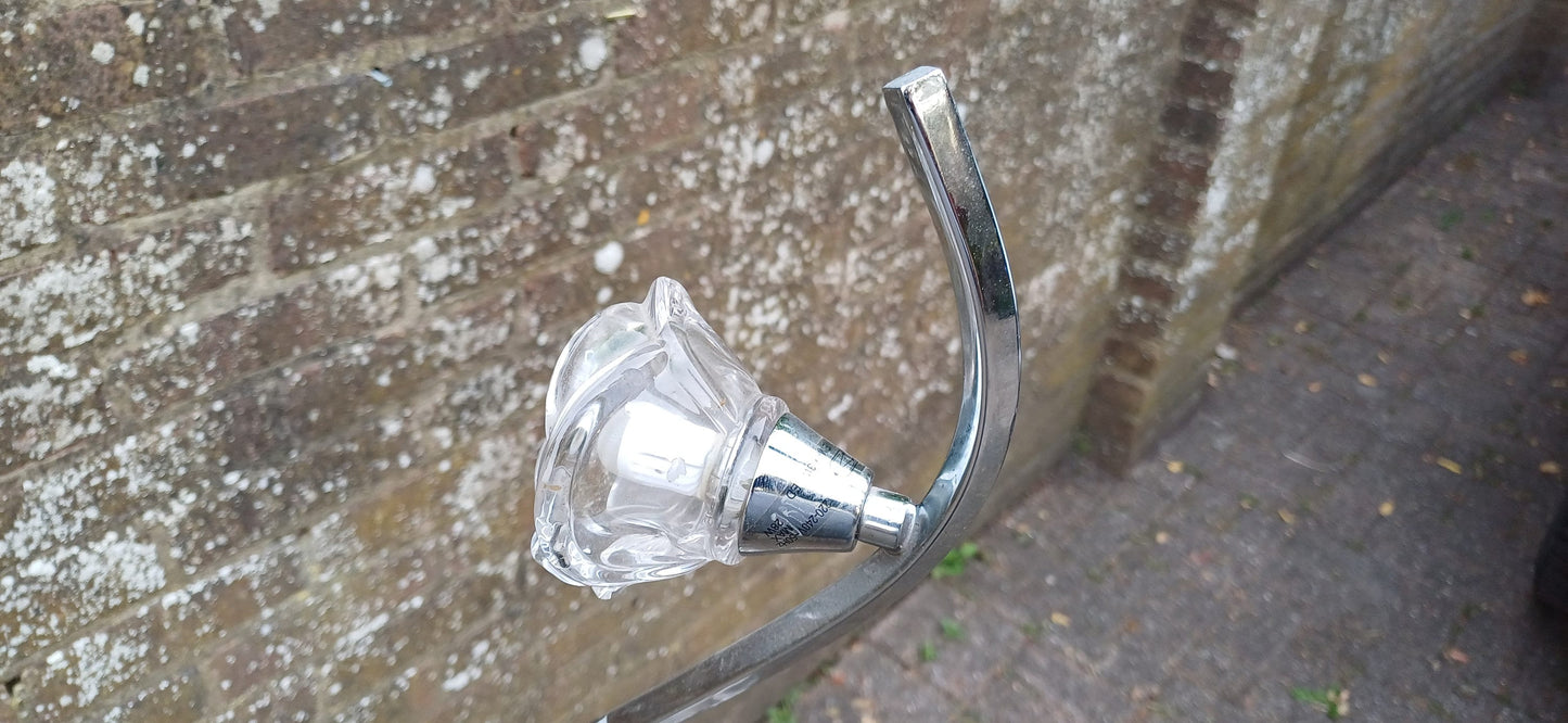 Retro Style Chrome Effect Standard Lamp PAT Tested Floral Shades.