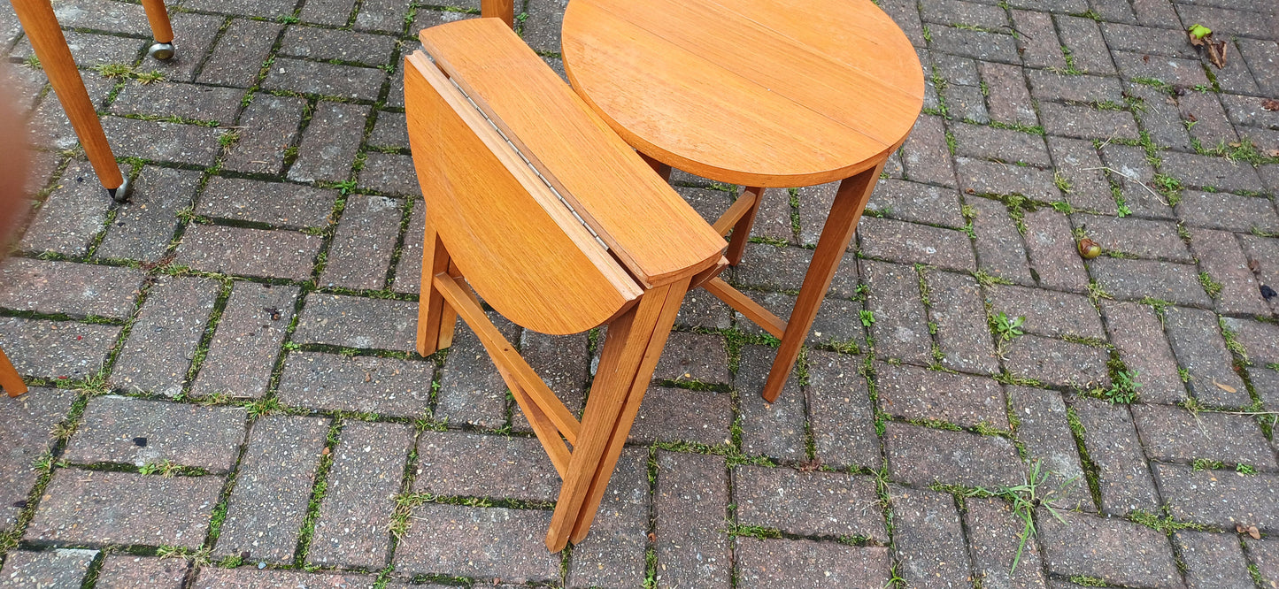 Iconic Danish Teak Vintage Retro Poul Hundevad Coffee Table on Castors Bedside Side Occasional. Nest with Four Auxiliary Folding Tables.