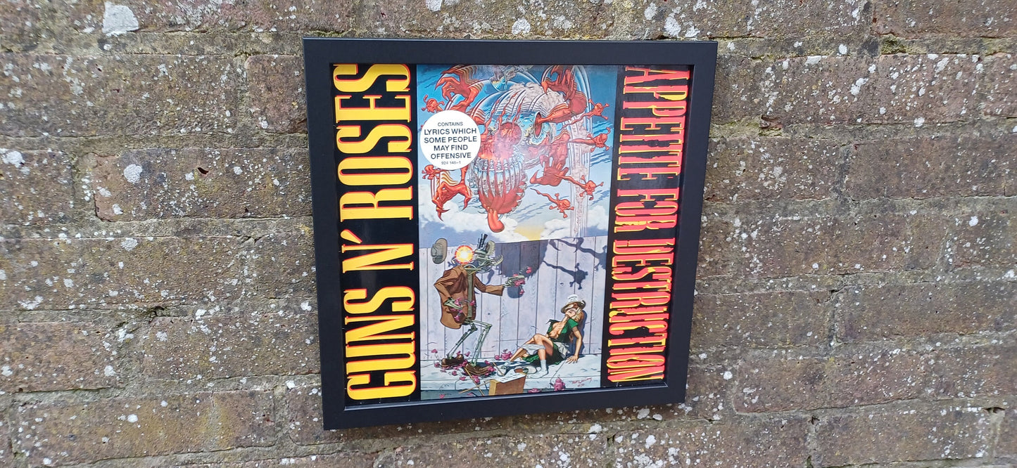 Guns N' Roses Appetite for Destruction Genuine Original Framed Glazed Album Cover Pop Art Memorabilia.