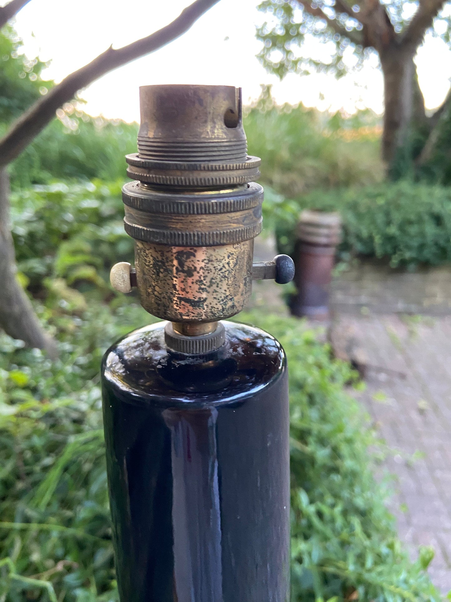 Classic 1960s Casa Pupo Black glazed retro table lamp - working, original bayonet and wiring; Casa Pupo London