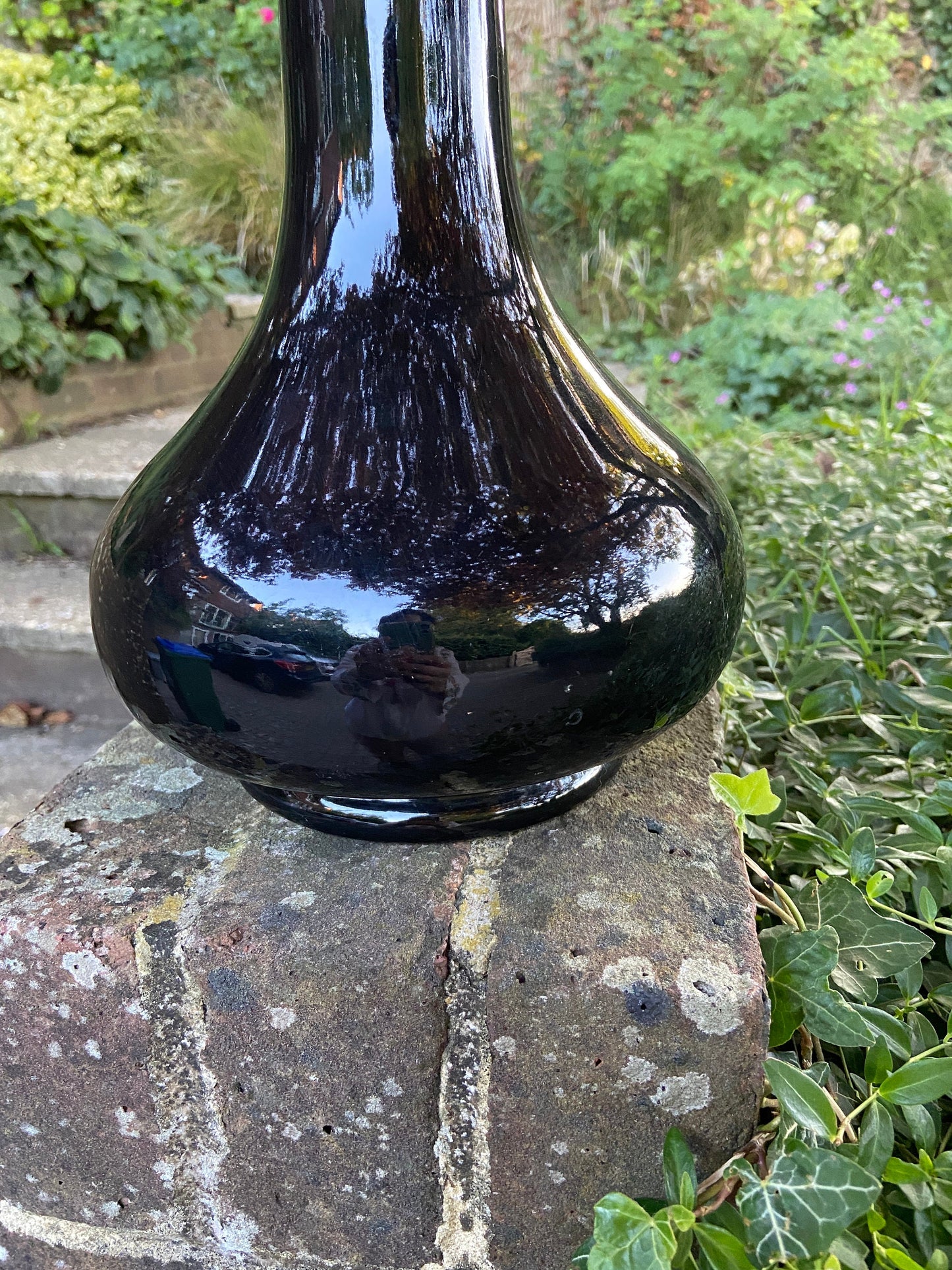 Classic 1960s Casa Pupo Black glazed retro table lamp - working, original bayonet and wiring; Casa Pupo London