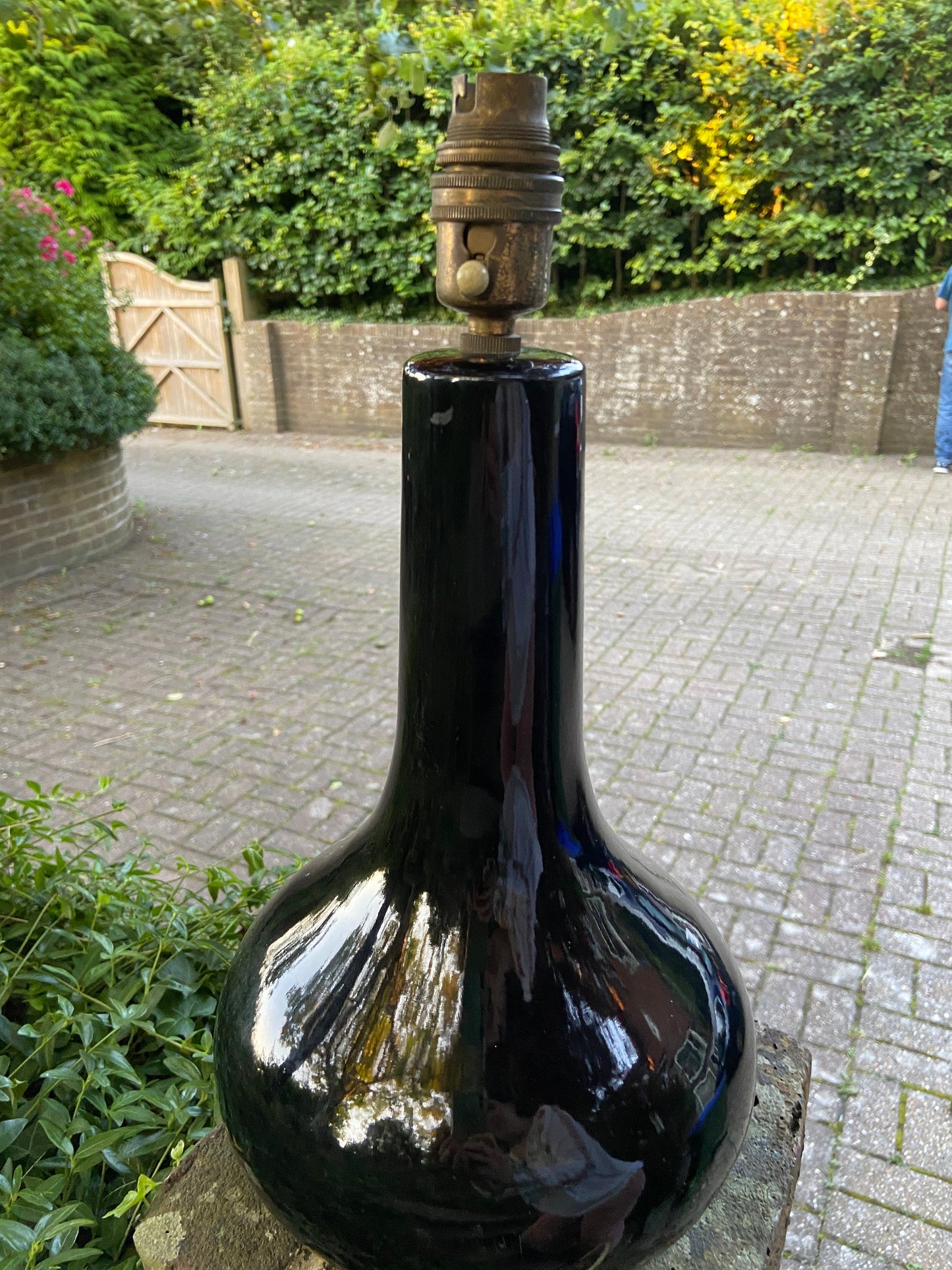 Classic 1960s Casa Pupo Black glazed retro table lamp - working, original bayonet and wiring; Casa Pupo London