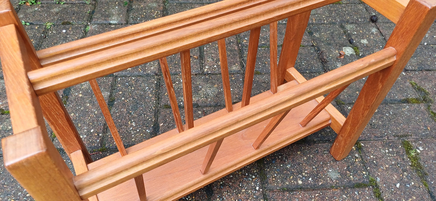 Vintage Retro 80s Teak Magazine Rack.