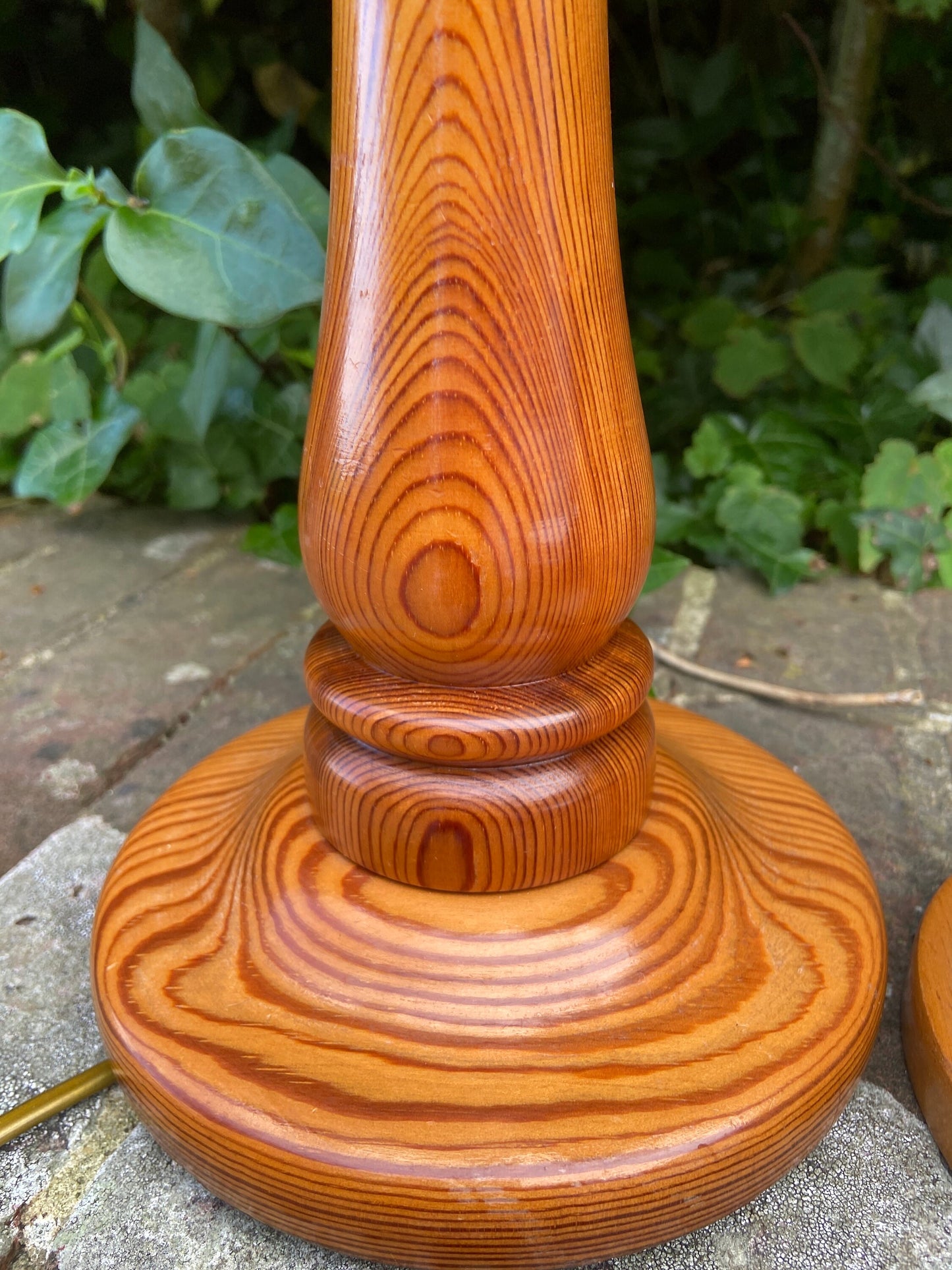 Two vintage wooden / pine table lamps - excellent condition, working