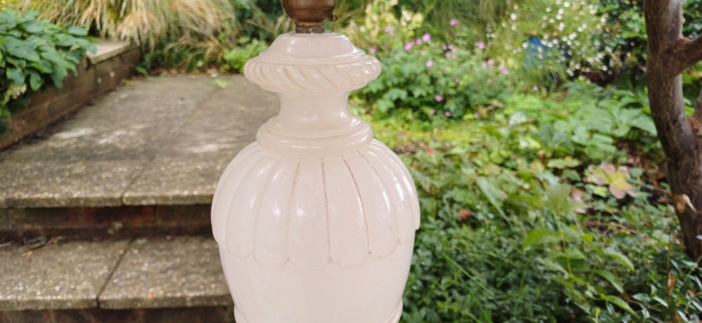 Huge and Imposing Quality Vintage Alabaster Carved Table Lamp