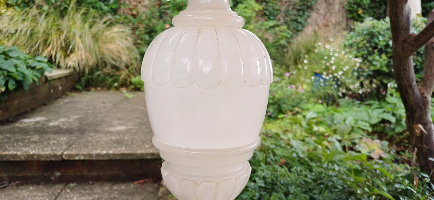Huge and Imposing Quality Vintage Alabaster Carved Table Lamp