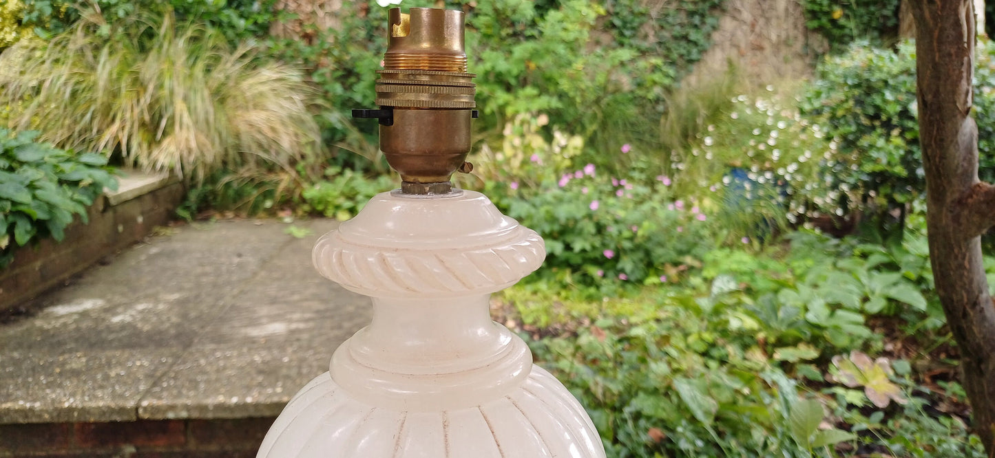 Huge and Imposing Quality Vintage Alabaster Carved Table Lamp