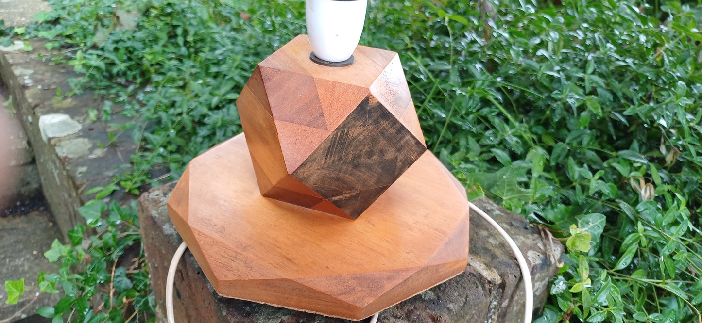 Superb Art Deco Table Lamp of High Quality Different Blocks of Wood Tetradecagon Diamond.