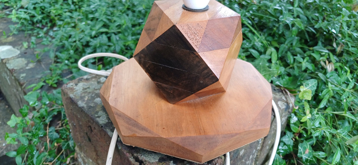 Superb Art Deco Table Lamp of High Quality Different Blocks of Wood Tetradecagon Diamond.