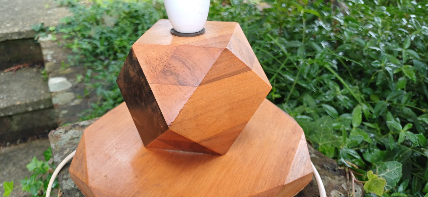 Superb Art Deco Table Lamp of High Quality Different Blocks of Wood Tetradecagon Diamond.