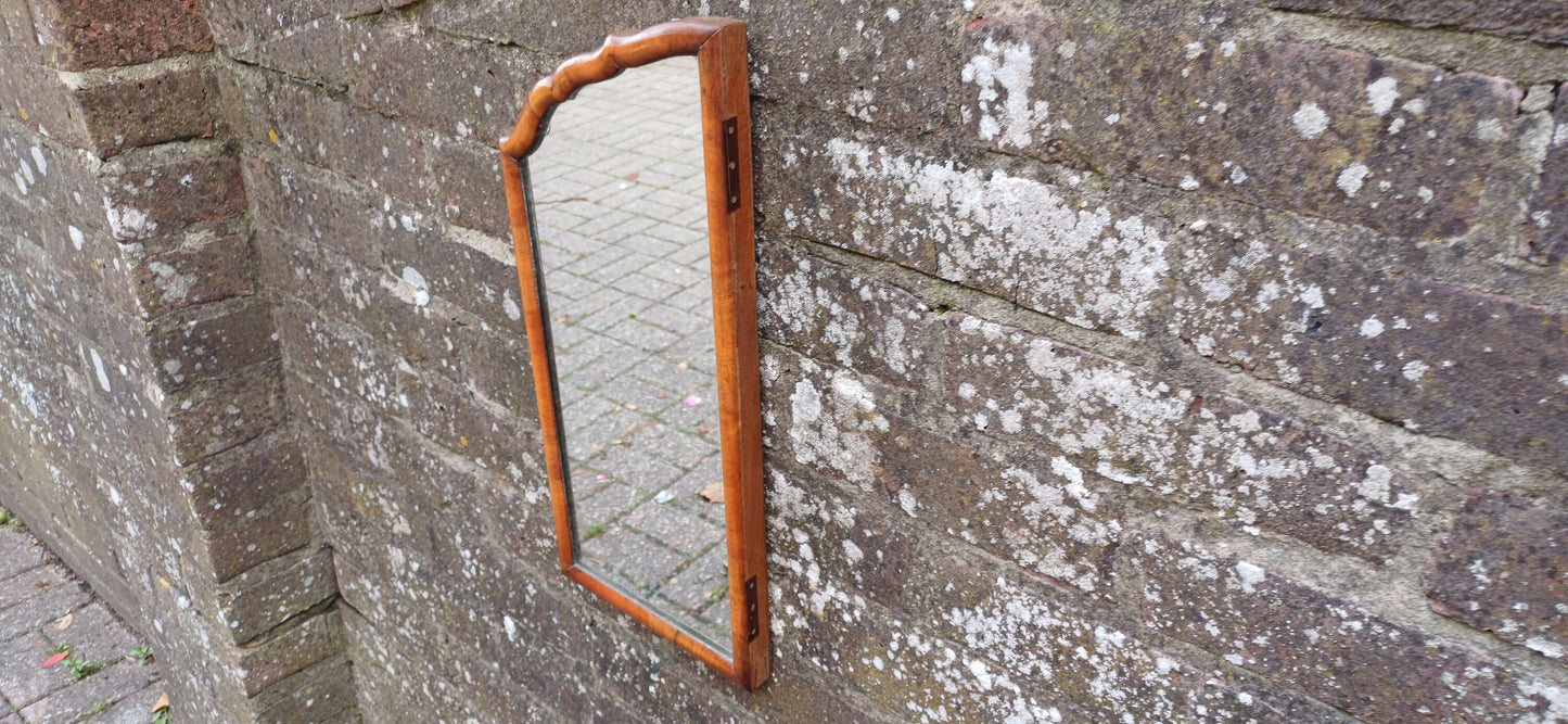 Quirky and Beautiful Early 20th Century Thin Mahogany Wall Mirror
