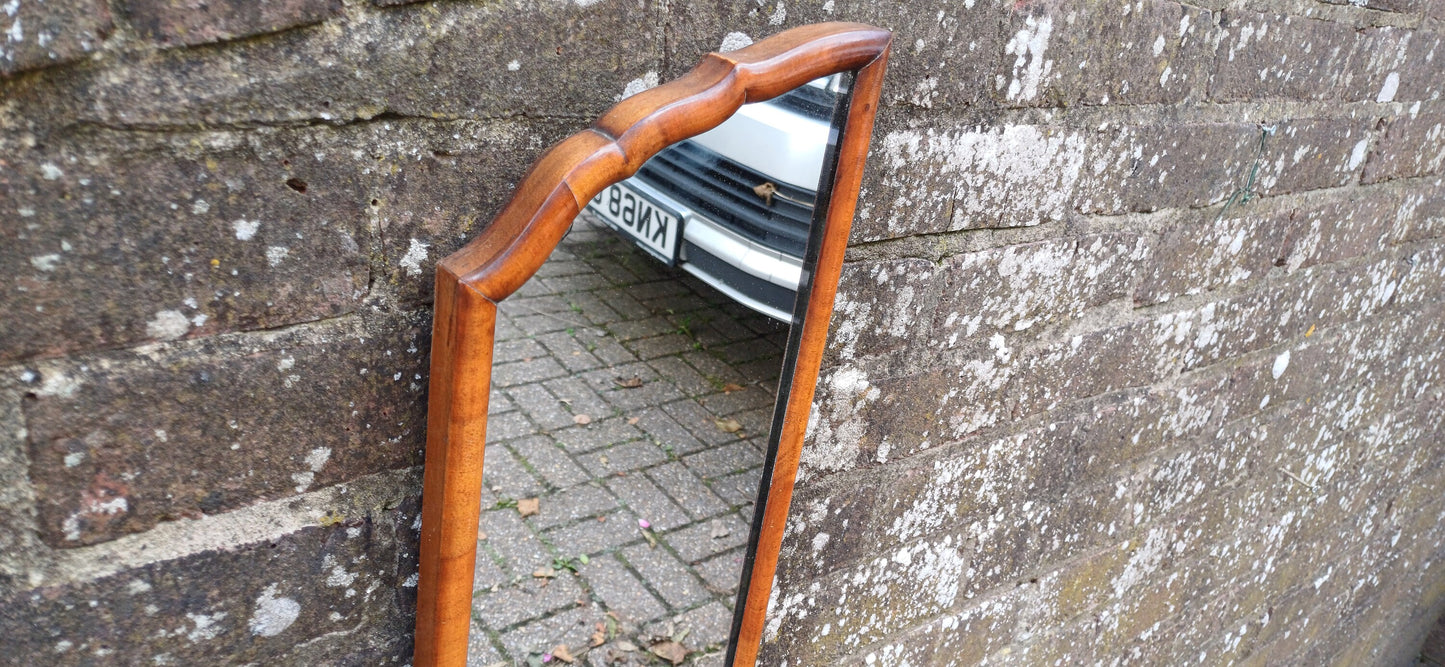Quirky and Beautiful Early 20th Century Thin Mahogany Wall Mirror