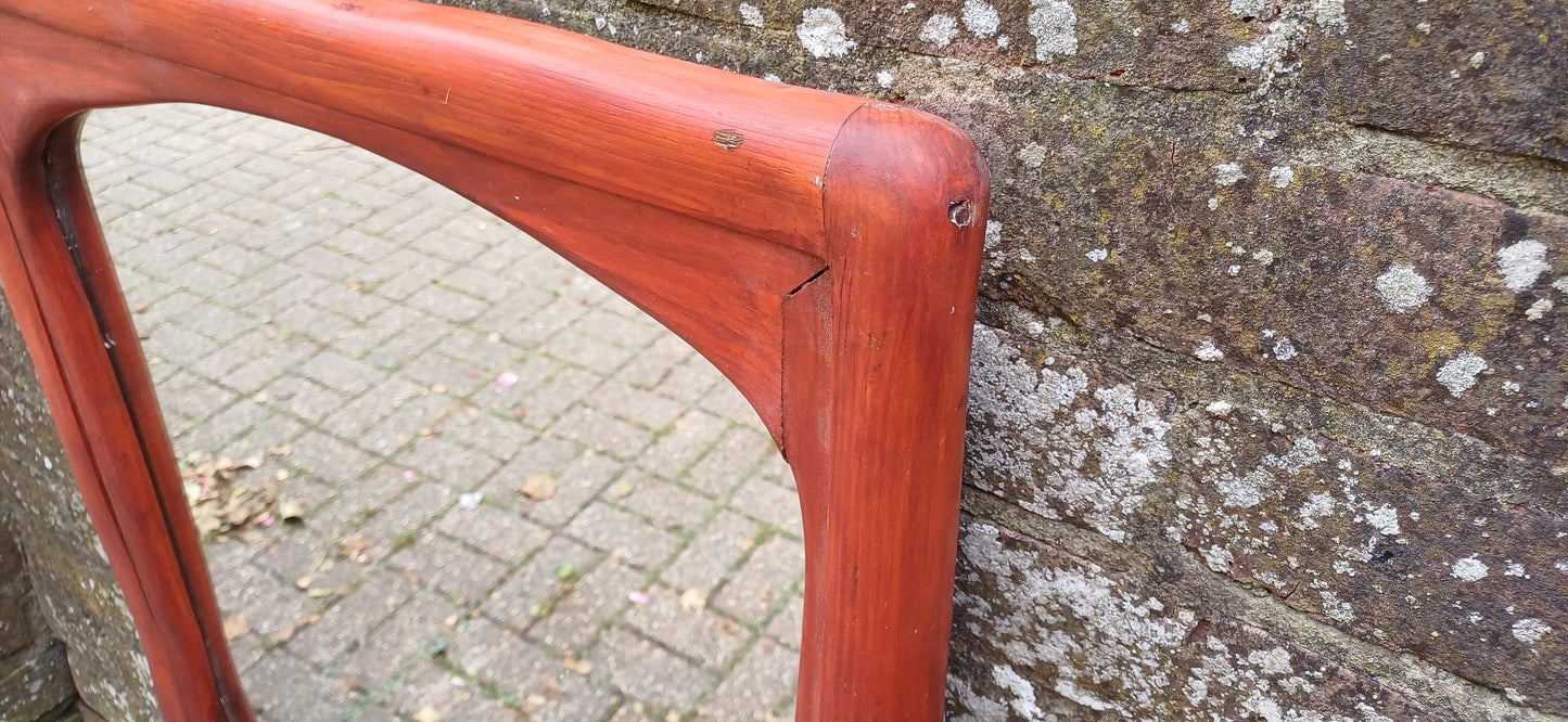 Large Thick Chunky Wooden 80s Red Painted Wall Mirror 70 x 58 cm