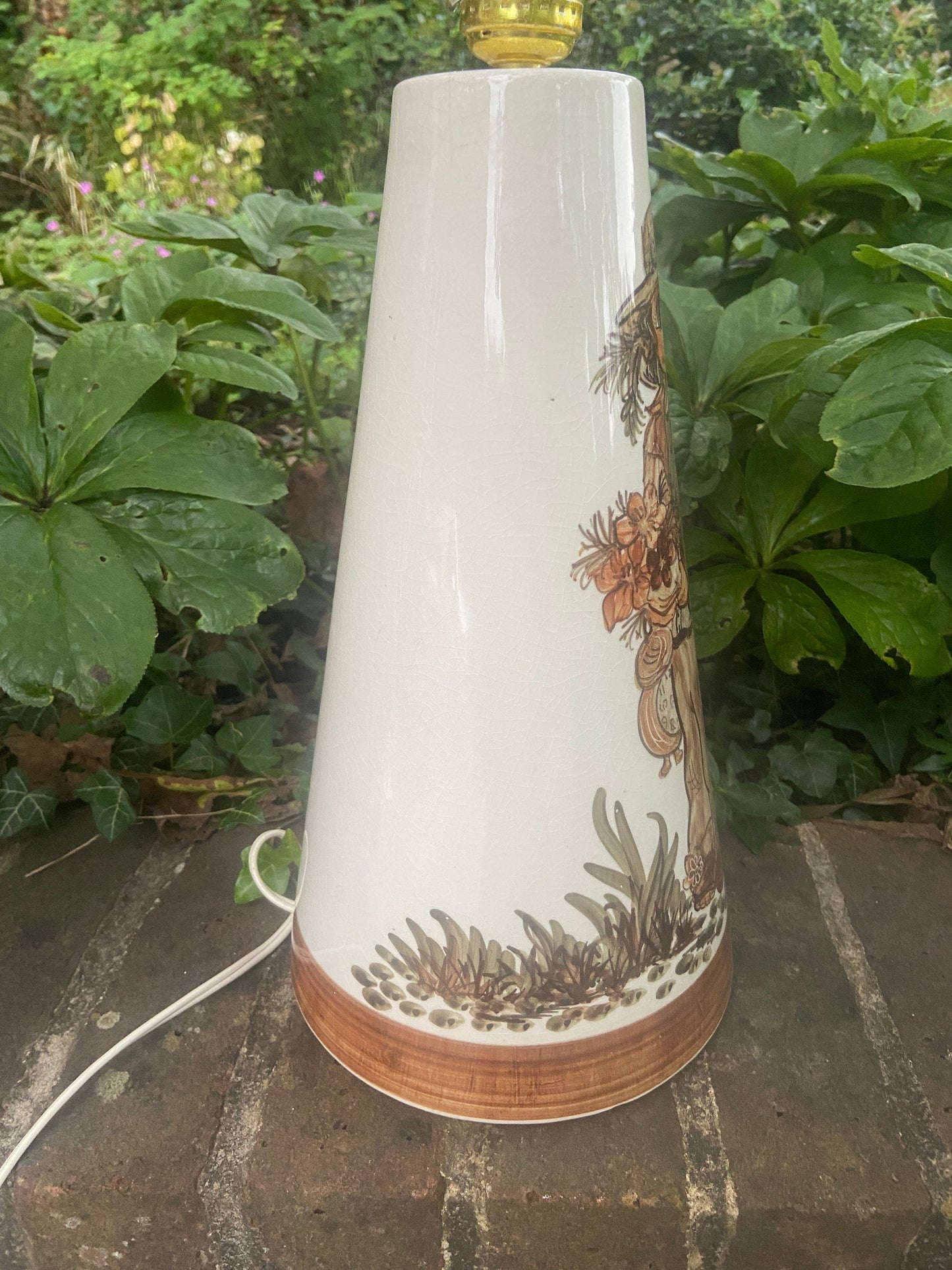 1970s retro Jersey Pottery large table lamp of a wide eyed boy character - delightful working condition