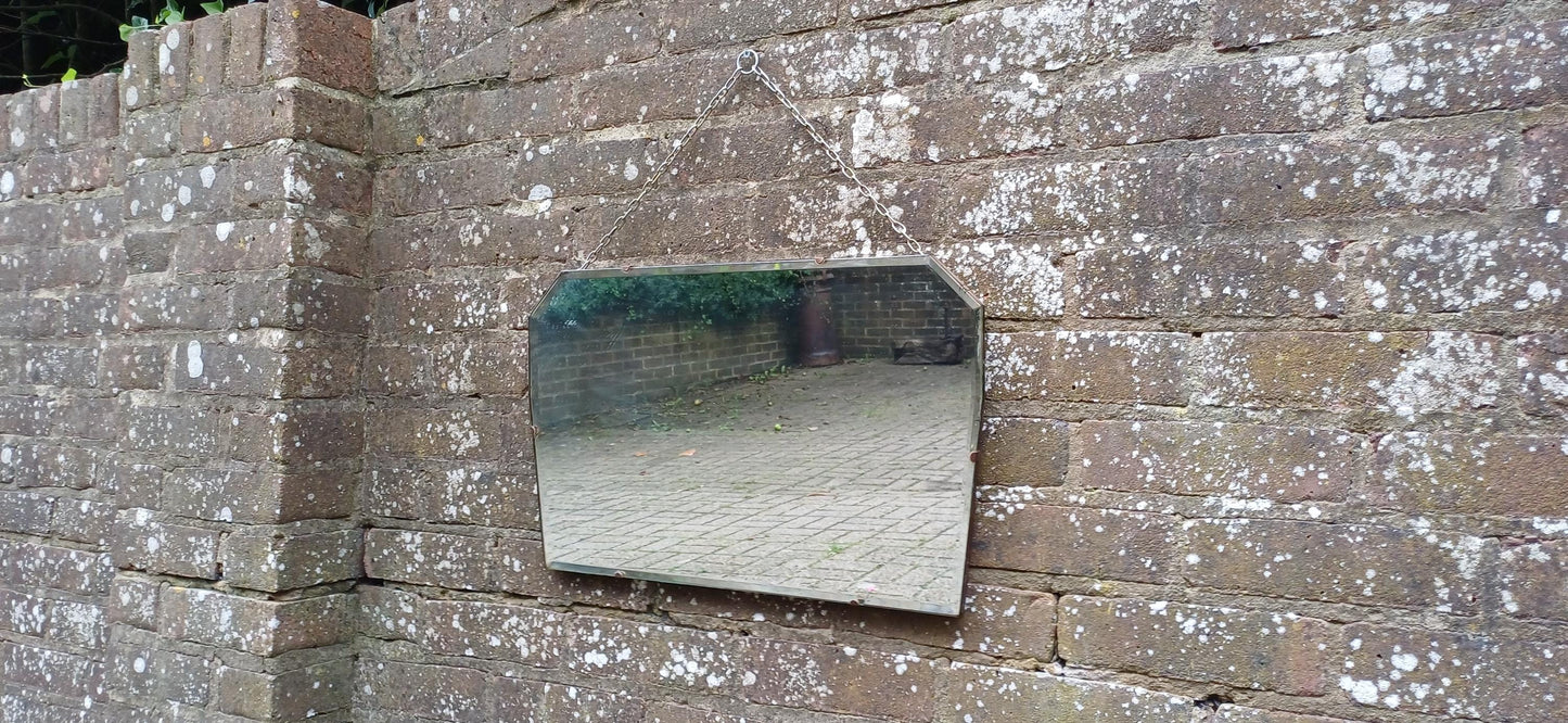 Vintage Retro Art Deco Frameless Shaped Decorative Wall Mirror.